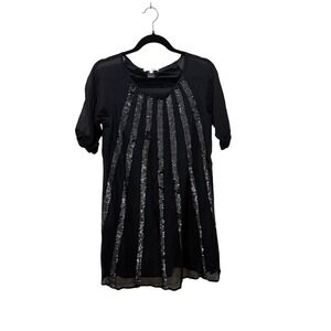 Ba&sh Black 100% Silk Mini Dress Sheer Minimalist Quiet Luxury Size 1 (Small)